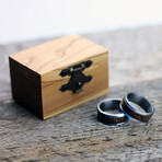 Titanium Ring With Whisky Barrel Wood Inlay + Gift Box (Size: 7)