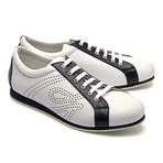 Two Tone Leather Fashion Sneaker // White + Black (Euro: 42.5)