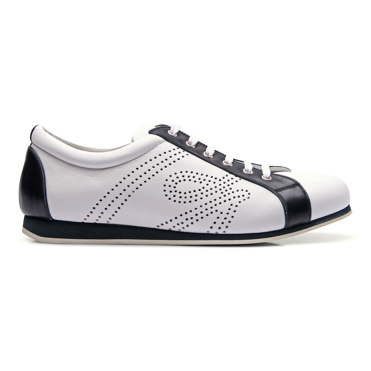 Two Tone Leather Fashion Sneaker // White + Black (Euro: 40) - Brioni ...