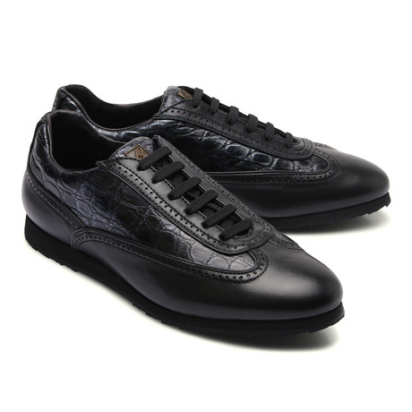 Leather Two Tone Fashion Sneaker // Black (Euro: 43)