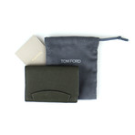 Pebbled Leather Envelope Card Holder Wallet // Green