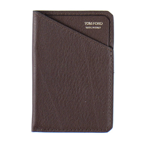 Grained Leather Card Holder // Brown