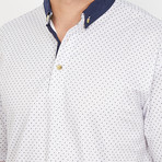 Vincent Polo Button Up // White + Blue (Small)