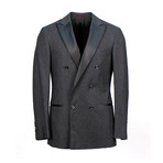 Brunello Cucinelli // Wool Blend Satin Trim Double Breasted Tuxedo Suit // Gray (Euro: 48)