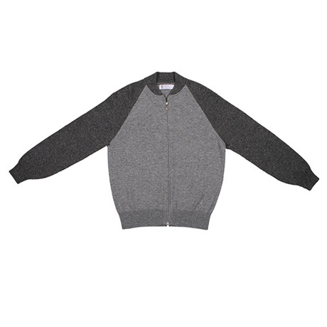 Jacobo Two Tone Cashmere Zip Up Sweater // Gray (Euro: 46)