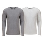 Ultra Soft Semi-Fitted Long Sleeve Crew Neck Shirt // Heather Gray + White // Pack of 2 (M)