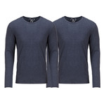 Ultra Soft Semi-Fitted Long Sleeve Crew Neck Shirt // Navy // Pack of 2 (S)