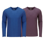 Ultra Soft Semi-Fitted Long Sleeve Crew Neck Shirt // Royal Blue + Burgundy // Pack of 2 (L)