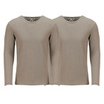 Ultra Soft Semi-Fitted Long Sleeve Crew Neck Shirt // Sand // Pack of 2 (M)