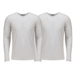 Ultra Soft Semi-Fitted Long Sleeve Crew Neck Shirt // White // Pack of 2 (XL)