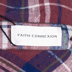 Faith Connexion // Plaid Fitted Button Down Shirt // Burgundy (XS)
