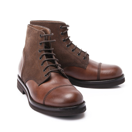 Leather Contrast Boot // Brown (Euro: 39)