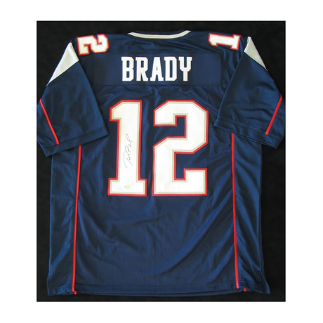 New England Patriots // Signed Navy Jersey // Tom Brady (Unframed)
