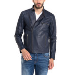Stan Leather Jacket // Dark Blue (3XL)