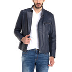 Stan Leather Jacket // Dark Blue (S)