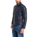 Stan Leather Jacket // Dark Blue (S)