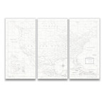 USA Map + Pins // Classic Marble // 3 Panels (48"W x 32"H x 1.25"D)