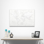 World Map + Pins // Classic Marble (24"W x 16"H x 1.25"D)