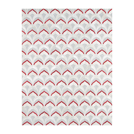 Tribeca Geometric Silver Cowhide Rug (5' x 8')