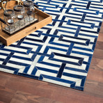Tribeca Hand-Stitched Cowhide Area Rug // Blue + White (5' x 8')