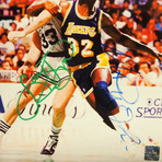 Larry Bird vs Magic Johnson // Signed Photo // Custom Frame