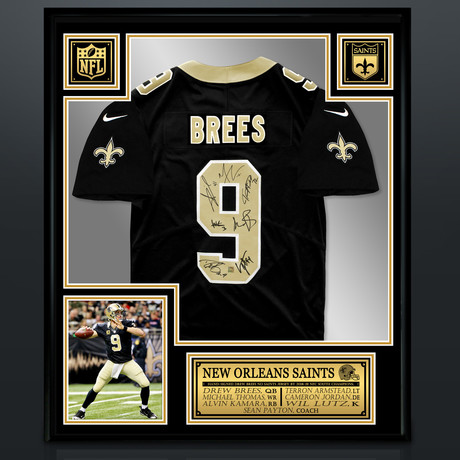 New Orleans Saints // Drew Brees + team signed jersey // custom frame (Signed Jersey Only)