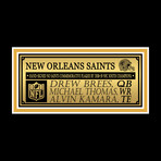 New Orleans Saints // Drew Brees + Michael Thomas + Alvin Kamara Signed Commemorative Plaque // custom frame (Signed Plaque Only)