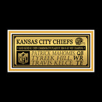 Kansas City Chiefs // Patrick Mahomes + Tyreek Hill + Travis Kelce signed Commemorative Plaque // custom frame (Signed Plaque Only)