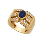 Vintage Boucheron 18k Yellow Gold Diamond Sapphire Ring // Ring Size: 6
