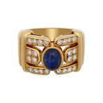 Vintage Boucheron 18k Yellow Gold Diamond Sapphire Ring // Ring Size: 6
