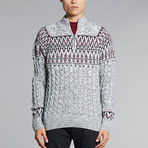 Patti Zip Neck Jacquard Sweater // Gray (L)