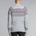 Patti Zip Neck Jacquard Sweater // Gray (L)