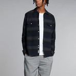 Prado Flannel Stripe Shirt // Navy (S)