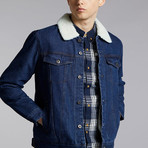 Reno Sherpa Lined Denim Jacket // Blue (M)