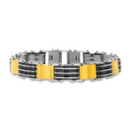 2-Tone Ribbed Design Link Bracelet // Black + Yellow