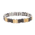 2-Tone Ribbed Design Link Bracelet // Black + Yellow