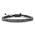 Polished Bar Curb Chain Adjustable Slider Bracelet // Black