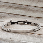 Square Bar Foxtail Chain Slider Bracelet // White