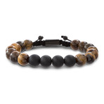 Tiger's Eye Beaded Adjustable Slider Bracelet // Brown