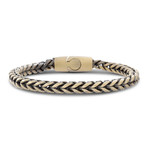 Polished Braided Design Curb Chain Bracelet // Yellow Gold