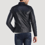 Santiago Leather Jacket // Navy (2XL)