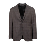 Plaid Wool Slim Trim 2 Button Slim Fit Suit // Brown (Euro: 48)
