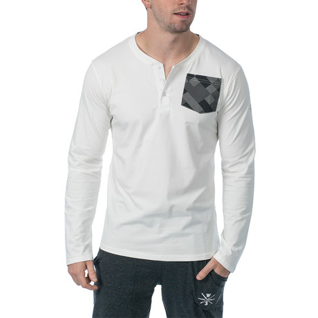 Super Lux Long Sleeve Henley // White (S)
