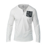 Super Lux Long Sleeve Henley // White (S)