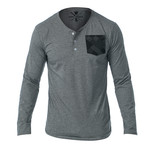 Super Lux Long Sleeve Henley // Heather Gray (L)