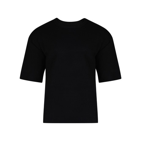 Veeko Short Sleeve Drop Shoulder Sweater // Black (S)