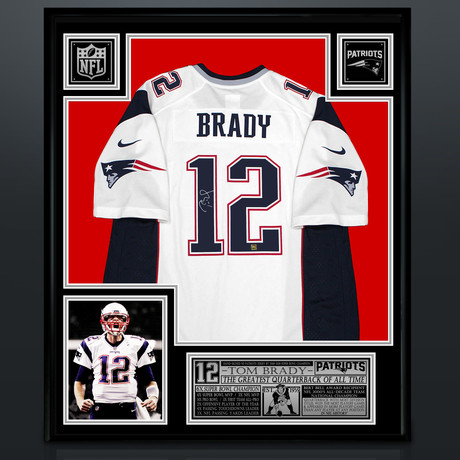 Tom Brady // Signed New England Patriots White jersey // custom frame (Signed Jersey Only)