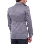 Double Breasted Slim Fit Trench Coat // Gray (M)