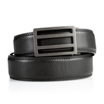 Newport Buckle + Black Leather Belt
