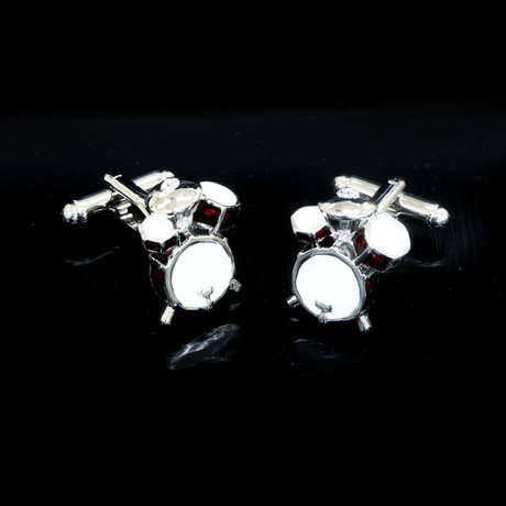 Exclusive Cufflinks + Gift Box // Silver + Red Drum Sets